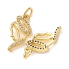 Brass Micro Pave Clear Cubic Zirconia Pendants CU-E003-01G-2