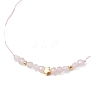Natural Round Rose Quartz Beads Braided Bead Bracelets for Women BJEW-JB11655-07-3