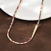 925 Sterling Silver Pave Colorful Cubic Zirconia Tennis Necklaces for Women NJEW-C096-01A-G01-2