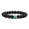 Simple Natural Lava Rock Round Beaded Stretch Bracelets CD8108-2-1