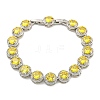 Flat Round Glass Link Chain Bracelets BJEW-H604-02P-04-1
