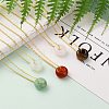 Rondelle Natural & Synthetic Gemstone Pendant Necklaces NJEW-JN03237-5