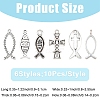 60Pcs 6 Styles Ocean Tibetan Style Alloy Pendants FIND-YW0012-44-3