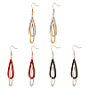 FIBLOOM 2 pairs 2 colors Titanium Steel Dangle Earrings with Rhinestone EJEW-FI0002-59-1