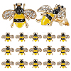 30Pcs Bees Iron Rhinestone Lapel Pin Brooches JEWB-GO0001-20-1