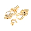 Brass Micro Pave Clear Cubic Zirconia Fold Oval Clasp KK-CBABC34-04G-2