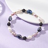 Natural Cultured Freshwater Pearl & Lava Rock Beads Stretch Bracelets for Women BJEW-JB12867-1