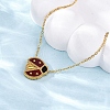 304 Stainless Steel Dark Red Enamel Ladybug Pendant Cable Chain Necklaces for Women NJEW-U032-07G-01-3