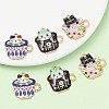 6Pcs 3 Style Japanese Style Print Alloy Enamel Pendants ENAM-YW0003-68-1