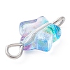 Spray Painted Glass Connector Charms PALLOY-JF02338-01-3