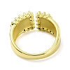 Brass with Cubic Zirconia Open Cuff Ring RJEW-B051-25G-3