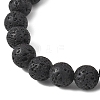 3Pcs Round Natural Lava Rock & Citrine & Lapis Lazuli & Green Aventurine & Amethyst & Madagascar Rose Quartz & Synthetic Turquoise Beads  Stretch Bracelets for Women BJEW-JB12789-5