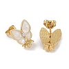 Butterfly Rack Plating Brass Stud Earrings Finding EJEW-P277-13G-2