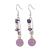Natural Gemstone & Alloy Enamel & Iron Dangle Earrings for Women EJEW-JE07405-4