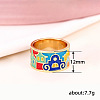 House Pattern Brass Enamel Finger Rings FS-WG03239-01-3