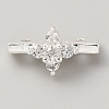 Brass Pave Clear Cubic Zirconia Connector Charms KK-WH0081-22A-S-1
