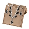 Teardrop Alloy Rhinestone Pendant Necklaces & Stud Dangle Earrings Sets FS-WG1DC8E-02-2