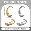 4Pcs 4 Styles C-Shaped Alloy Cuff Earrings EJEW-GO0002-30-2