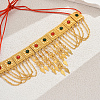 Ramadan & Eid Mubarak Brass Middle Eastern Square Tassel Choker Necklaces for Women's Party Accessories QC1236-3