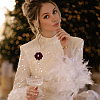 10Pcs 5 Colors Flower Polyester Brooches JEWB-FH0002-46-5