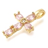Brass Pave Clear Cubic Zirconia Pendants X-KK-M101-01G-02-2