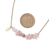 Natural Mixed Gemstone Chip and Round Beaded Pendant 304 Stainless Steel Cable Chain Necklaces for Women NJEW-JN05741-4