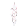 Handmade Round Woven Net/Web with Feather Wall Hanging Decoration HJEW-G015-05-1