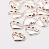 Wedding Theme Antique Silver Tone Tibetan Style Heart with Bridesmaid Rhinestone Charms TIBEP-N005-04B-2