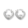 Clear Cubic Zirconia Heart Hoop Earrings EJEW-F329-01P-1