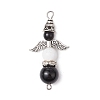 2 Styles Natural Obsidian and Black Onyx(Dyed & Heated) Angel Connector Charms PALLOY-JF03195-01-3