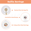 FIBLOOM 2 Pairs 2 Style Raffia Flower Dangle Stud Earrings EJEW-FI0003-23-4