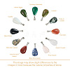 Fashewelry 24Pcs 12 Styles Teardrop Natural & Synthetic Gemstone Pendants G-FW0001-35-14