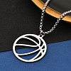 201 Stainless Steel Laser Cut Basketball Pendant Box Chain Necklaces for Women Men NJEW-Q004-04P-3