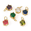 6Pcs 6 Colors Brass Pave Cubic Zirconia Pendants KK-TA0002-15-3