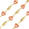 Brass Heart Link Chains KK-D368-03G-F-1
