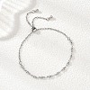 304 Stainless Steel Cable & Bar Link Chain Slider Bracelets for Women BJEW-JB12858-02-1