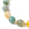 Natural Dyed Striped Agate Round Beaded Bracelets BJEW-JB11936-02-4