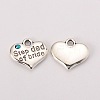 Wedding Theme Antique Silver Tone Tibetan Style Alloy Heart with Step Dad of Bride Rhinestone Charms LS-TIBEP-N005-22B-1