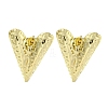 Heart Texture Brass Stud Earrings for Women EJEW-E312-02G-1