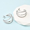 Triple C-Shaped 201 Stainless Steel Stud Earrings EJEW-Z151-09P-2