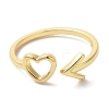 Heart & Arrow Rack Plating Brass Open Cuff Finger Rings for Women RJEW-L123-013G-2