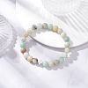 Natural Flower Amazonite Round Beads Bracelets BJEW-JB12434-1