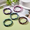 10Pcs 10 Style Natural Weathered Agate(Dyed) & Lava Rock Round Beaded Stretch Bracelets Set BJEW-JB08923-2