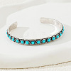 Flat Round Alloy & Synthetic Turquoise Cuff Bangles for Women FS-WG26A2D-01-1