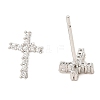 Cross Brass Micro Pave Cubic Zirconia Stud Earrings EJEW-L270-22P-2