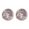 Flat Round with Mixed Gemstone Chip Beads Stud Earrings for Girl Women EJEW-JE04669-8