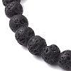 Round Natural Lava Rock & Rhodonite Beaded Stretch Bracelets for Women BJEW-JB10804-4