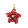 Natural Carnelian(Dyed & Heated) Star Pendants PALLOY-JF03116-03-1