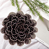 Flower Cloth Rhinestone Broochs JEWB-WH20009-06P-02-6