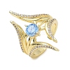 Brass Micro Pave Cubic Zirconia Cuff Open Rings for Women RJEW-L343-09G-02-4